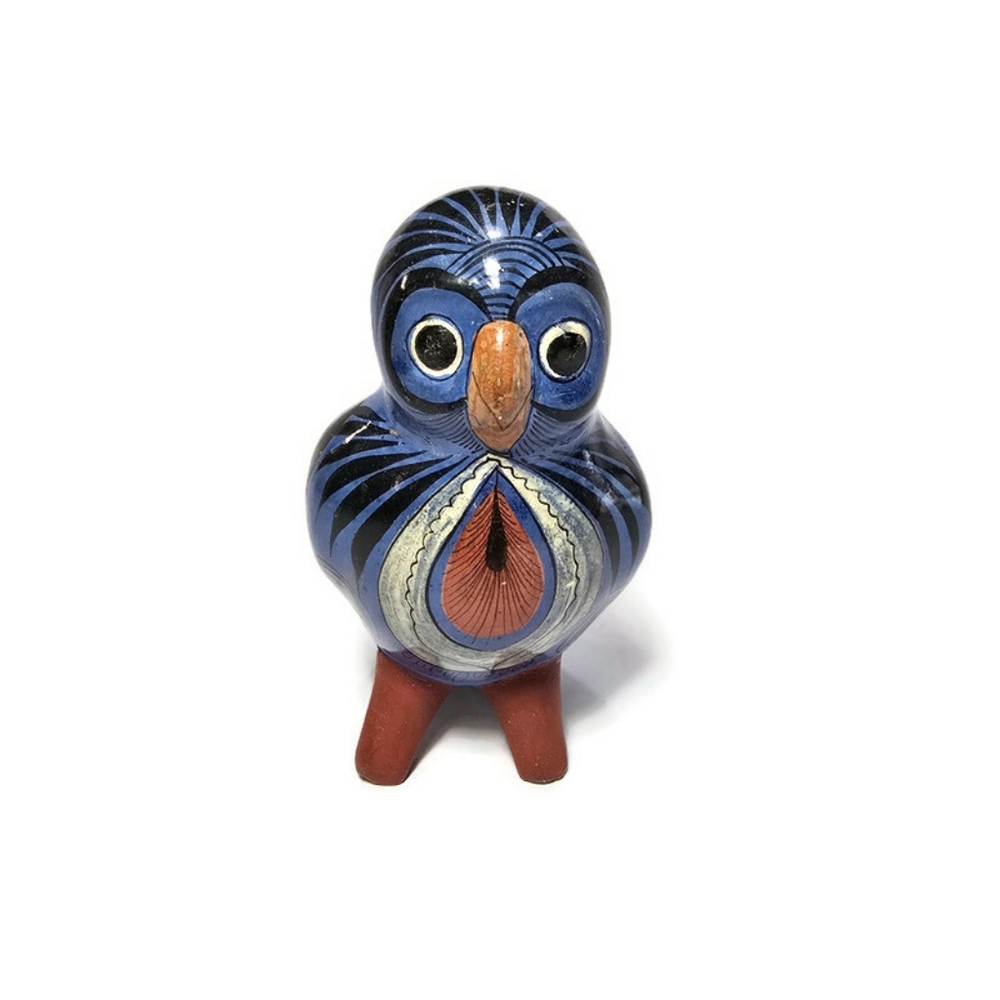 VTG Tonala Owl Hand Painted & Signed Mexico Art 6”